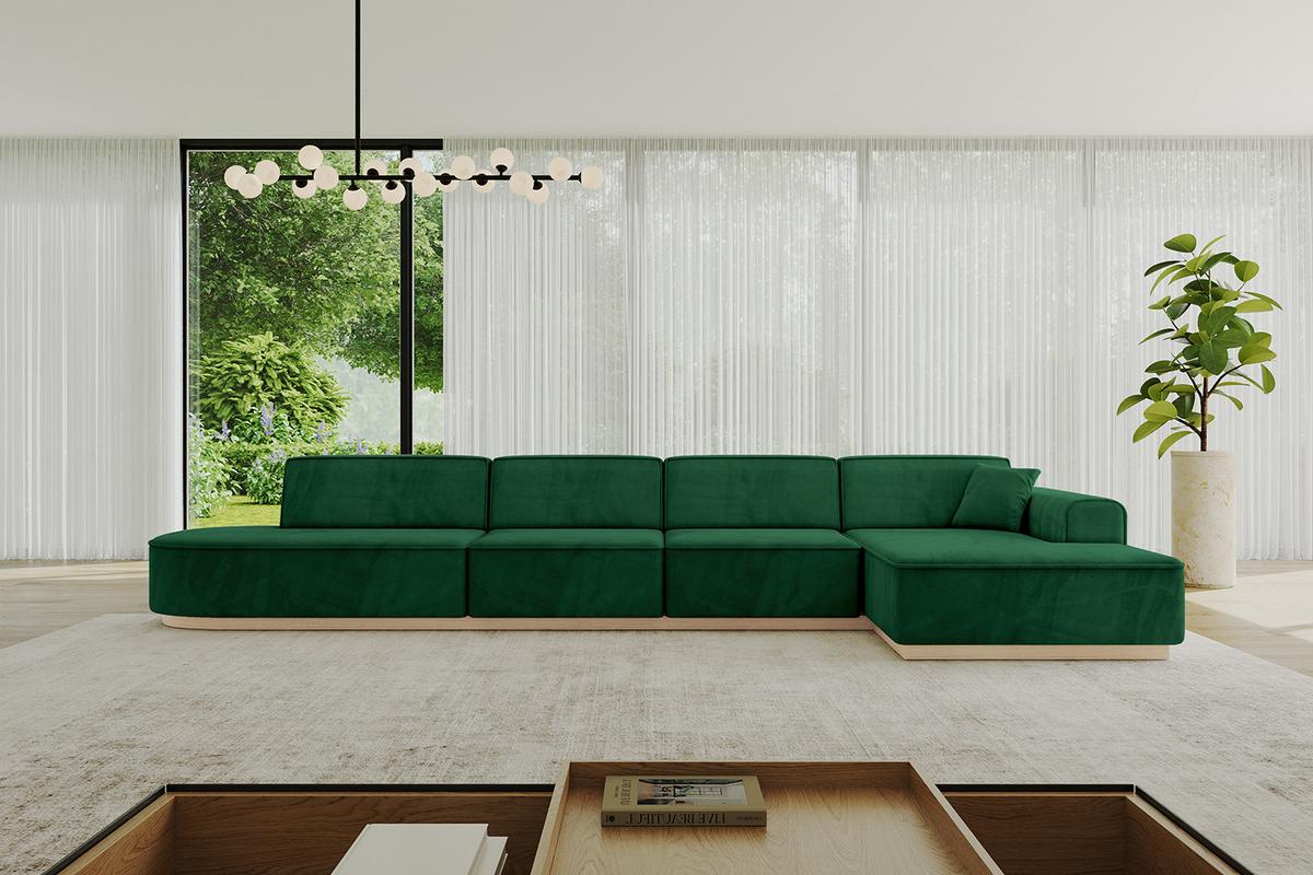 ECKSOFA Ottomane Rechts IREA-L3 - 413x171x83 cm Grün - Grün, Holzwerkstoff/Textil (171/413cm) - ALTDECOR