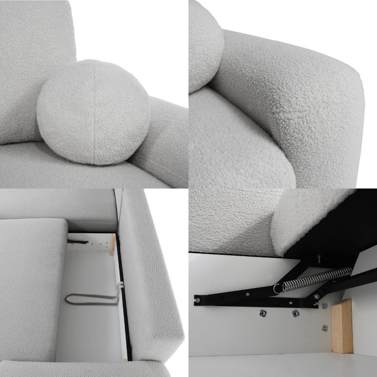 ECKSCHLAFSOFA Noel mit universelle Ottomane, Hellgrau - Hellgrau/Schwarz, Textil (280/163cm) - Beautysofa