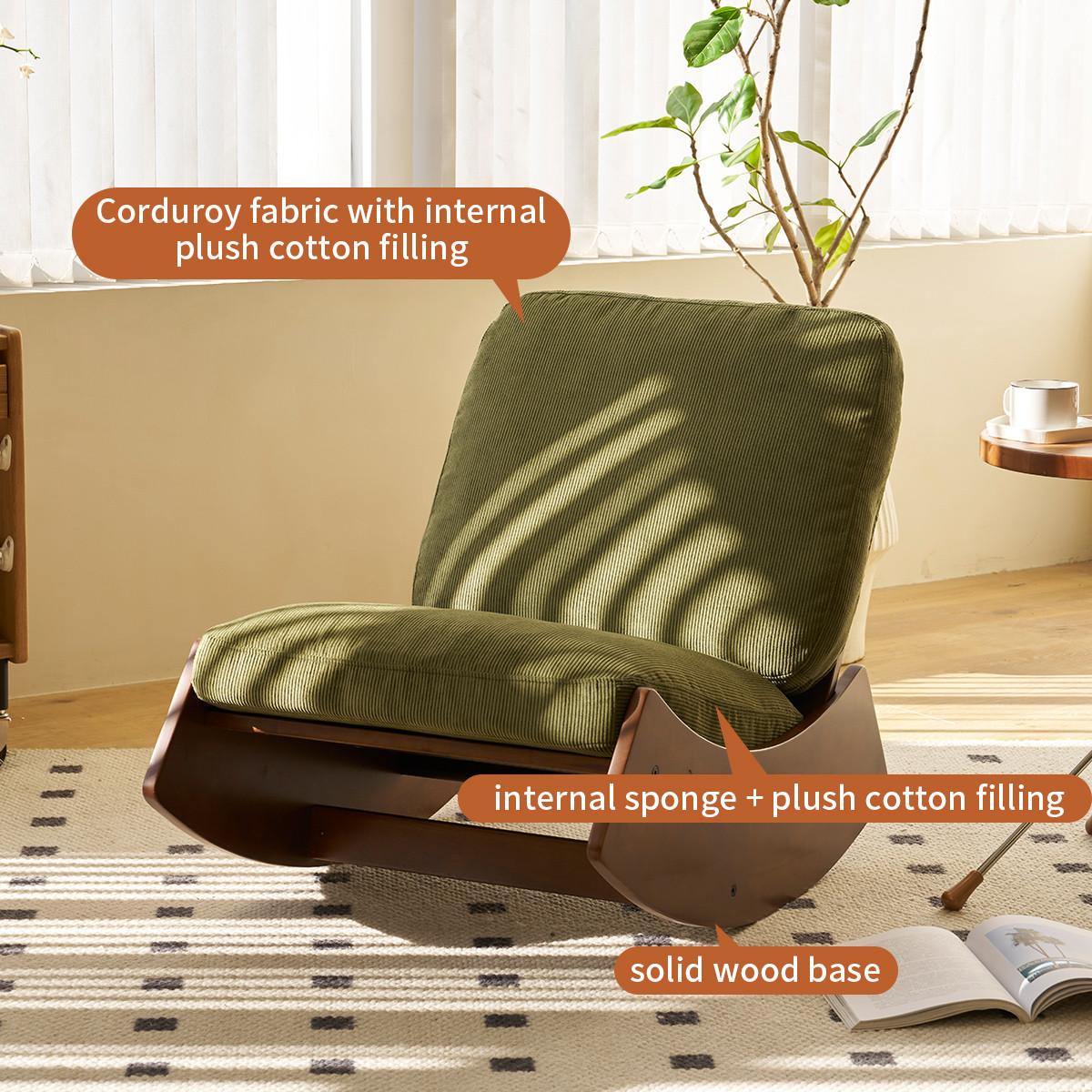 SCHAUKELSTUHL stoff grün holz gleitstuhl modern - Grün, Textil (90/71.9/61.5cm) - Urban Meuble