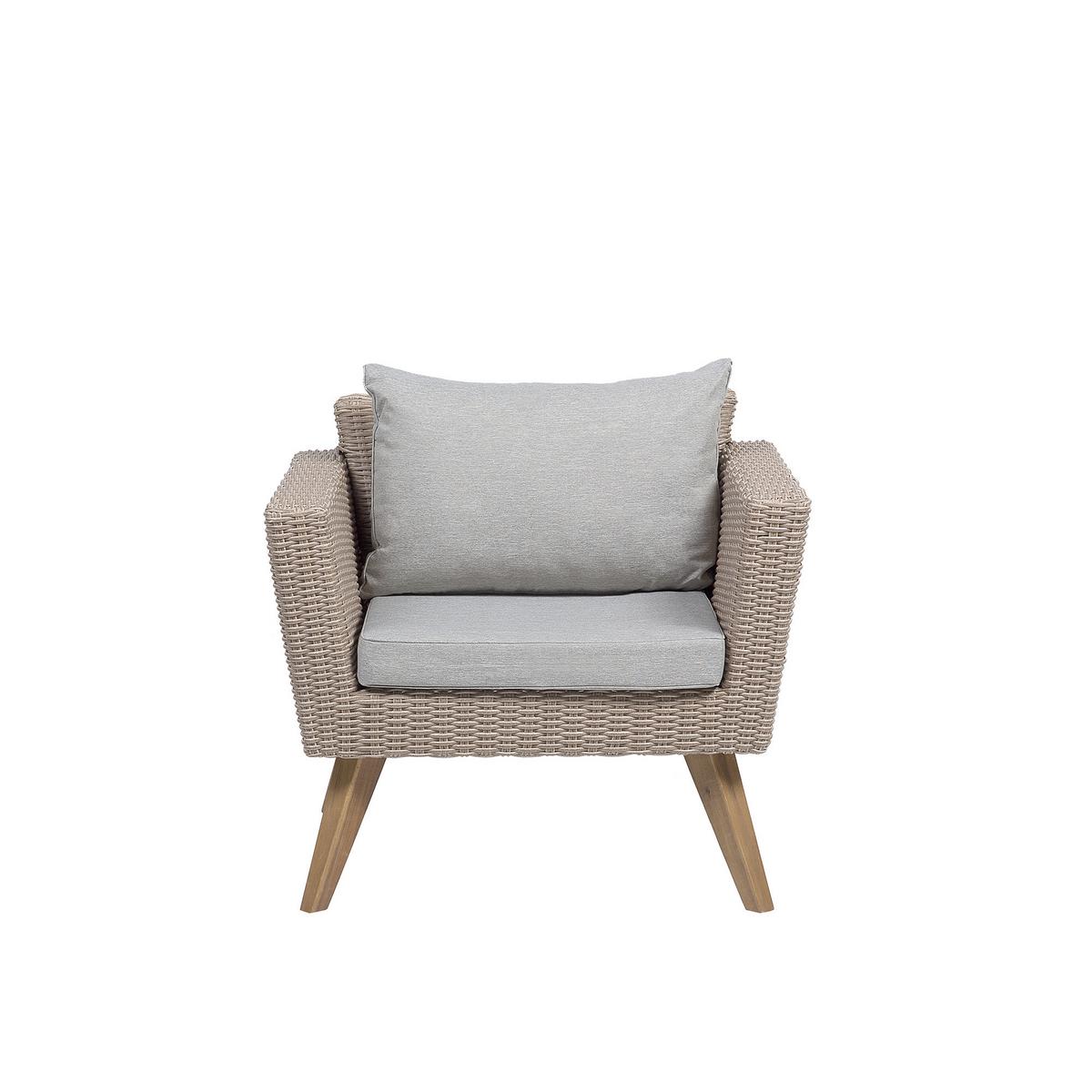 LOUNGE-SET 4-sitzer Rattan Grau Vittoria - Beige, Kunststoff - Beliani
