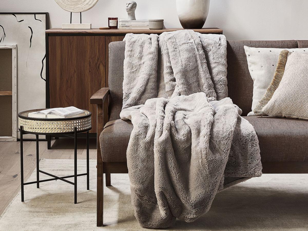 DECKE Hellgrau Chaab 150/200 cm - Hellgrau, Textil (150/200cm) - Beliani