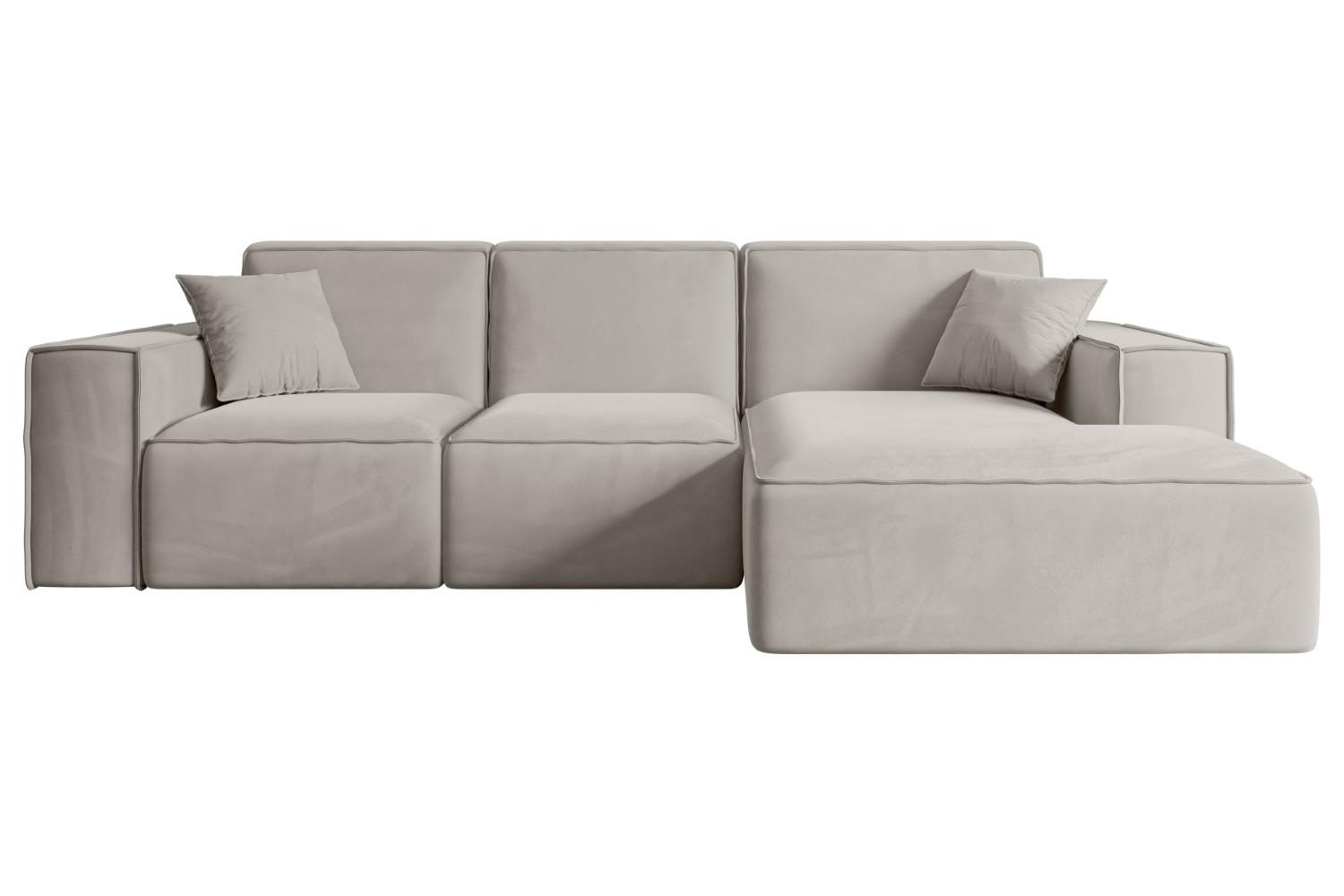 ECKSOFA Ottomane Rechts SERRA-L - 266x169x80 cm Hellbraun Velours - Hellbraun/Schwarz, Holzwerkstoff/Kunststoff (266/169cm) - ALTDECOR