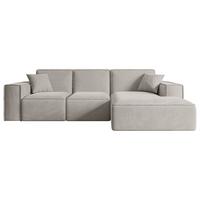 ECKSOFA Ottomane Rechts SERRA-L - 266x169x80 cm Hellbraun Velours - Hellbraun/Schwarz, Holzwerkstoff/Kunststoff (266/169cm) - ALTDECOR