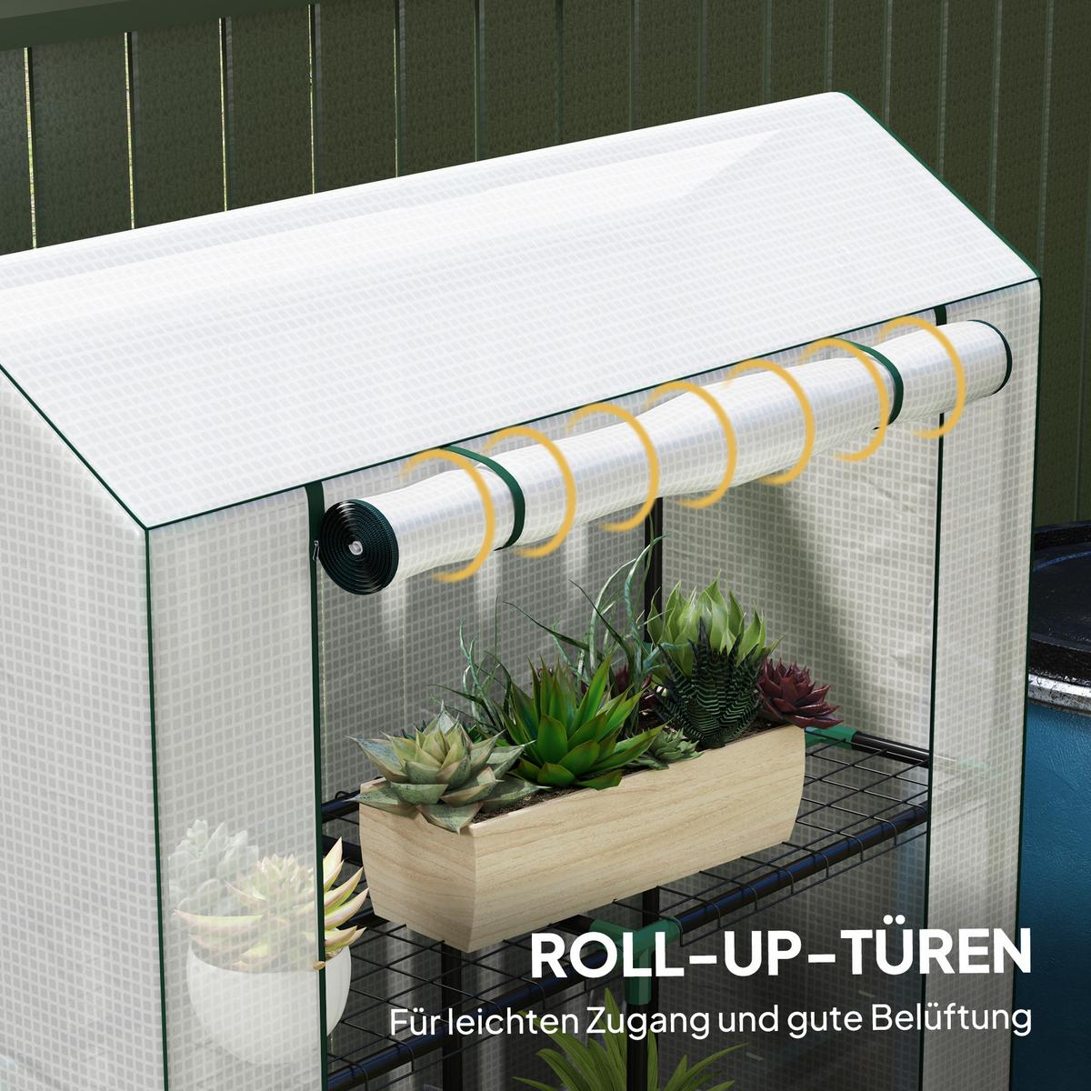 GEWÄCHSHAUS, 100L x 40B x 150H cm - Weiß, Metall (40/150/100cm) - Outsunny