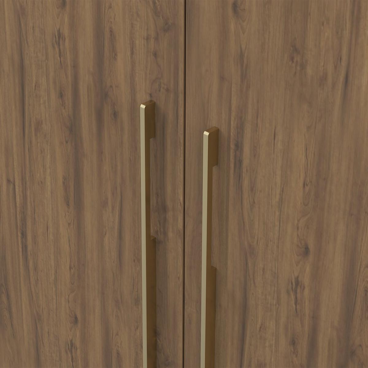 DREHTÜRENSCHRANK ROSA III 2D 100/210/55, 2-türig, Nussbaum - Goldfarben/Nussbaumfarben, Holzwerkstoff (100/210/55cm) - imoebel24