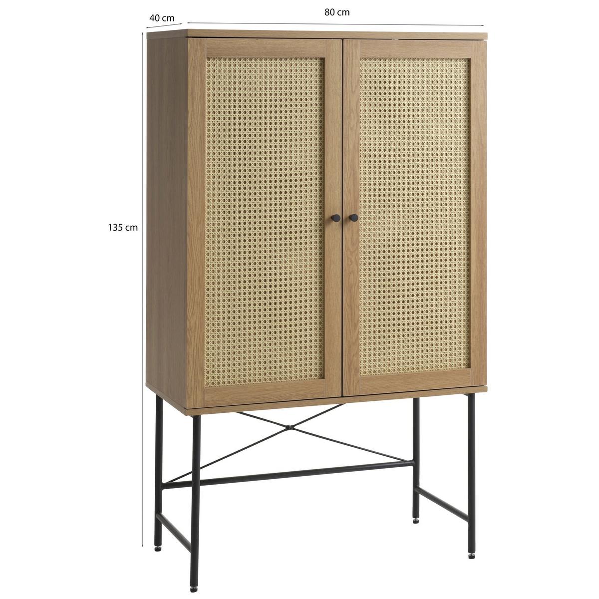 HIGHBOARD Mogest 2-türig 80 cm - Beige/Schwarz, Holzwerkstoff/Kunststoff (80/135/40cm) - Selsey