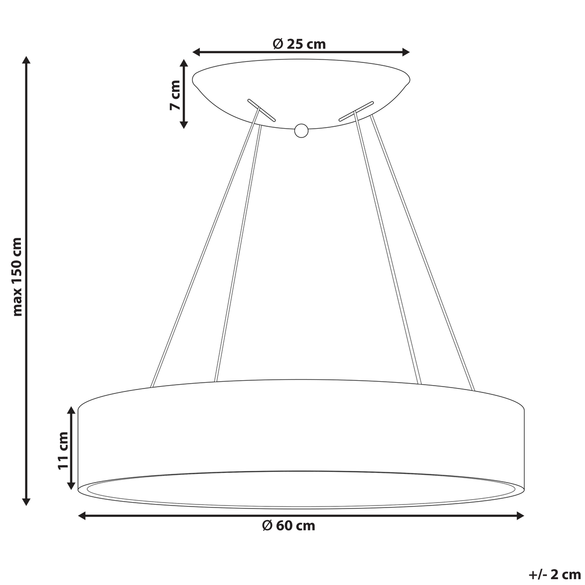 HÄNGELEUCHTE Lenya 60/60/150 cm - Weiß, Metall (60/60/150cm) - Beliani