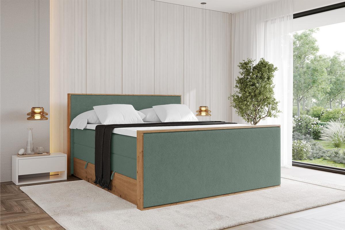 BOXSPRINGBETT LOLLI9 -Z-KING 120x200 - H3/H4 Grün - Grün, Holzwerkstoff (120/200cm) - ALTDECOR