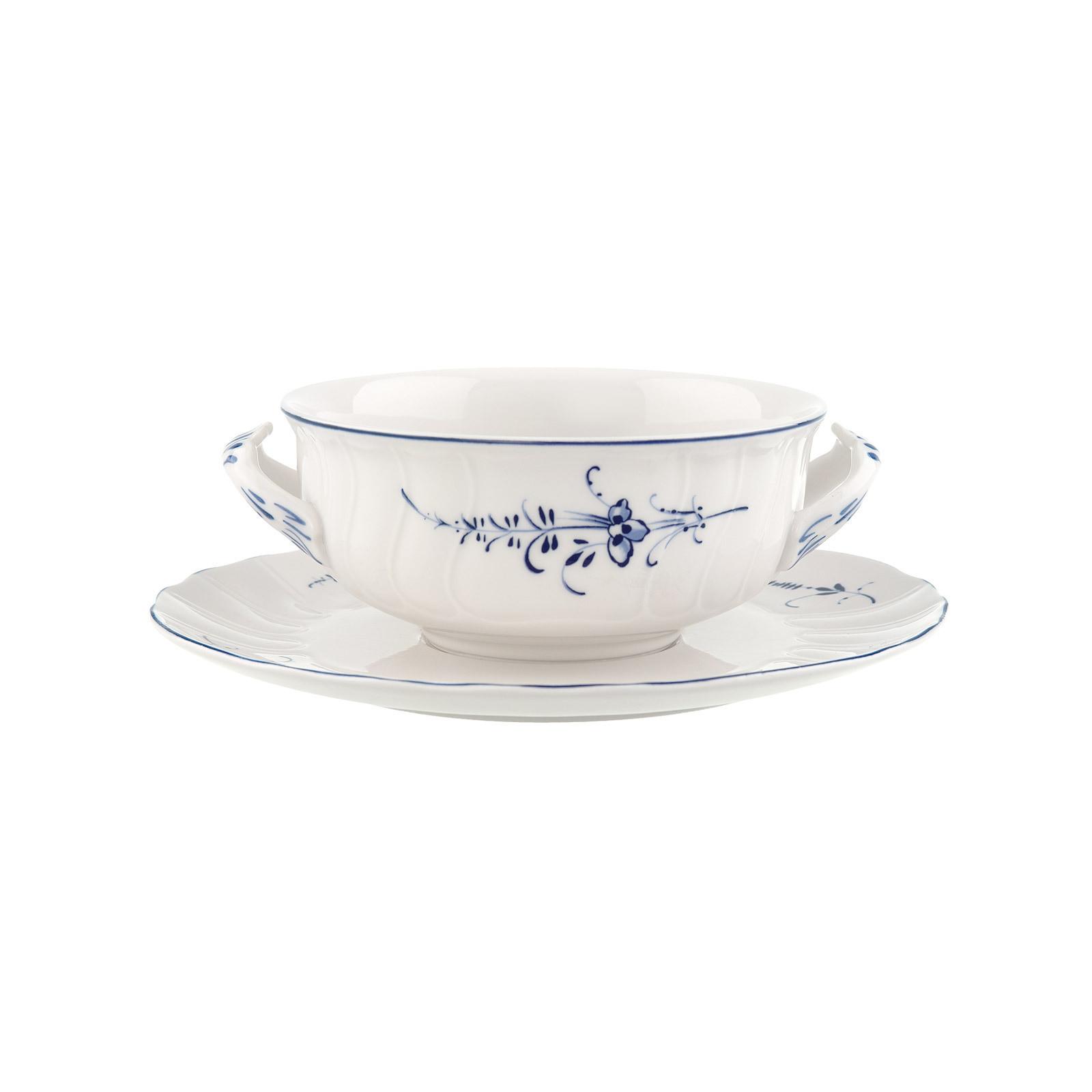 SUPPENTASSE MIT UNTERTASSE Vieux Luxembourg weiß-blau 260 ml - Blau/Weiß, Keramik (260L) - Villeroy & Boch