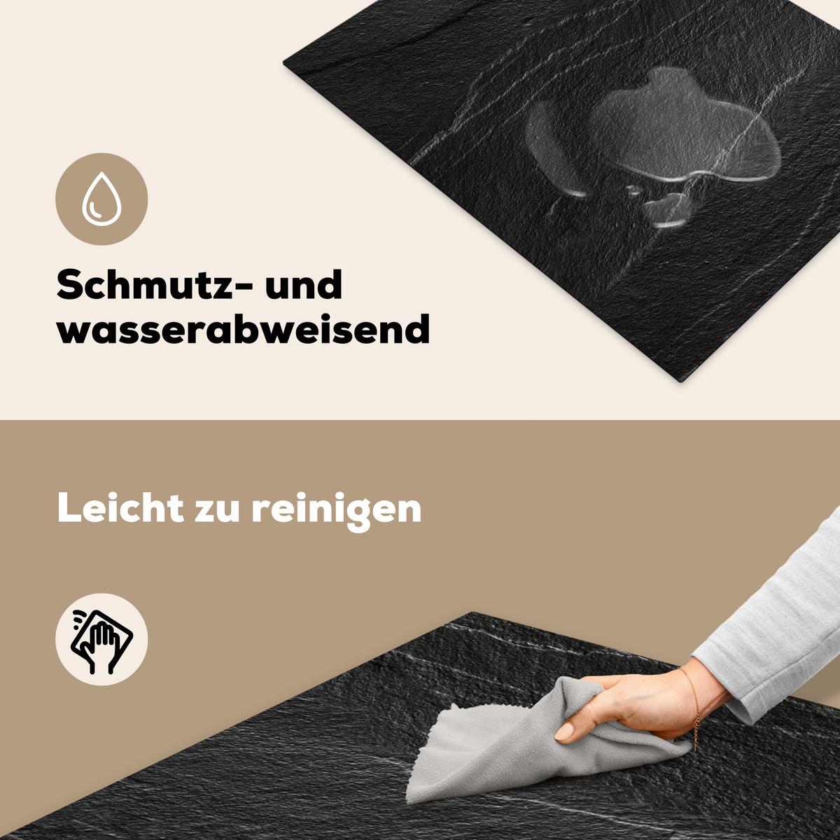 HERDABDECKPLATTE Stein - Anthrazit - Dunkelgrau - Steinstruktur Herdabdeckung Induktionsfeld 70x52 cm - Anthrazit, Kunststoff (70/52/0.2cm) - MuchoWow
