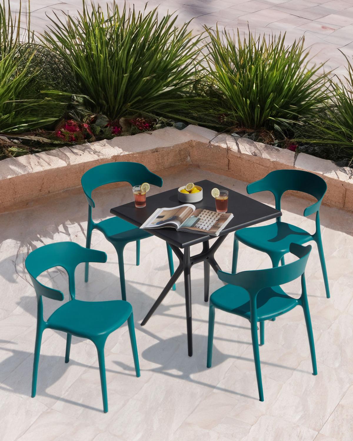 GARTENSTUHL 4er-Set Blaugrün Gubbio - Jadegrün, Kunststoff (50/76/49cm) - Beliani