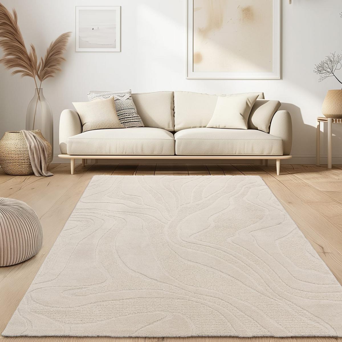 KURZFLORTEPPICH, einfarbig, aus Polypropylen, Florhöhe 14 mm, Creme, 80 x 150 cm - Beige, Textil (150/80cm) - KADIMA DESIGN