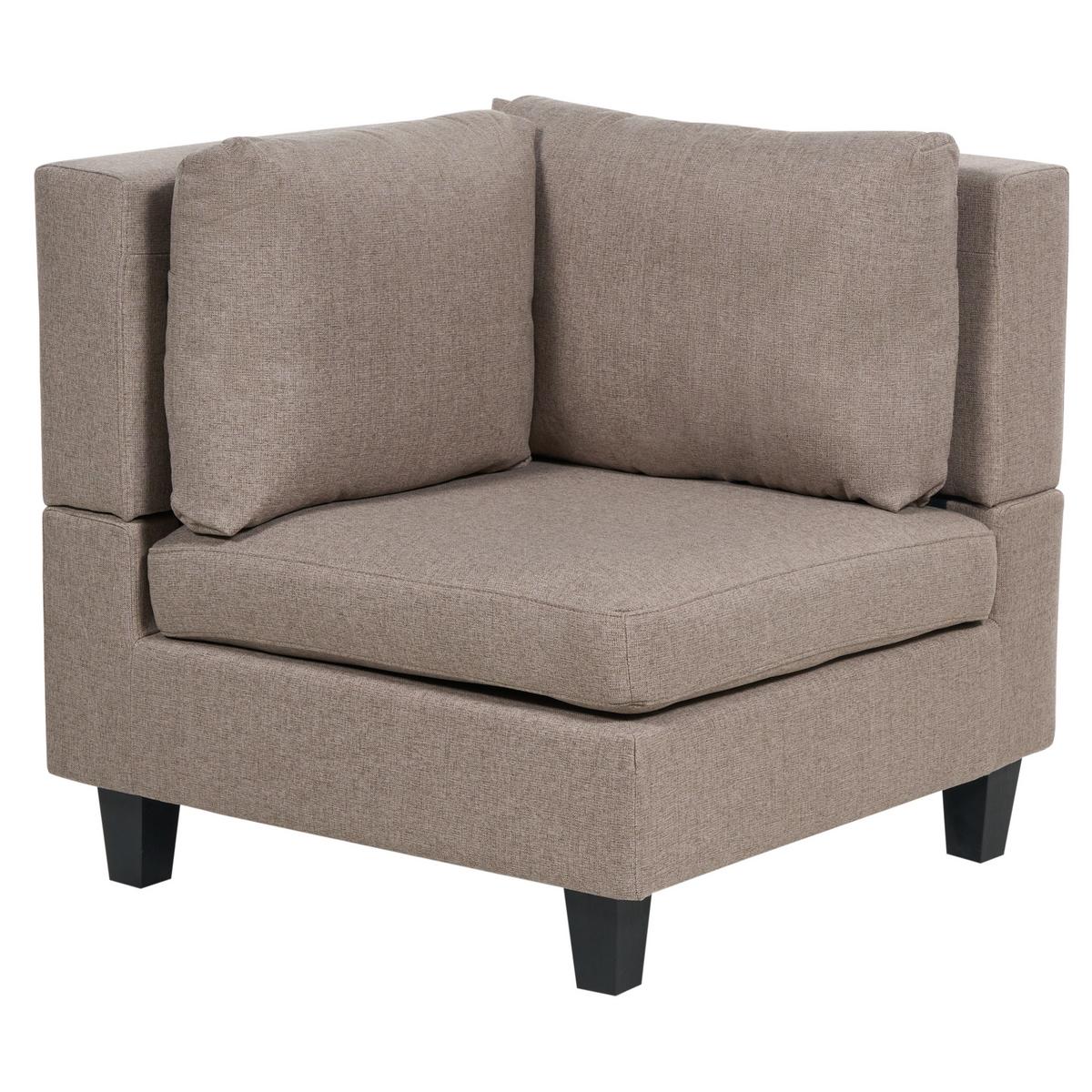 ECKFSOFA Modul 5-Sitzer linksseitig Braun Stoff mit Ottomane Unstad - Schwarz/Braun, Textil (228/228cm) - Beliani