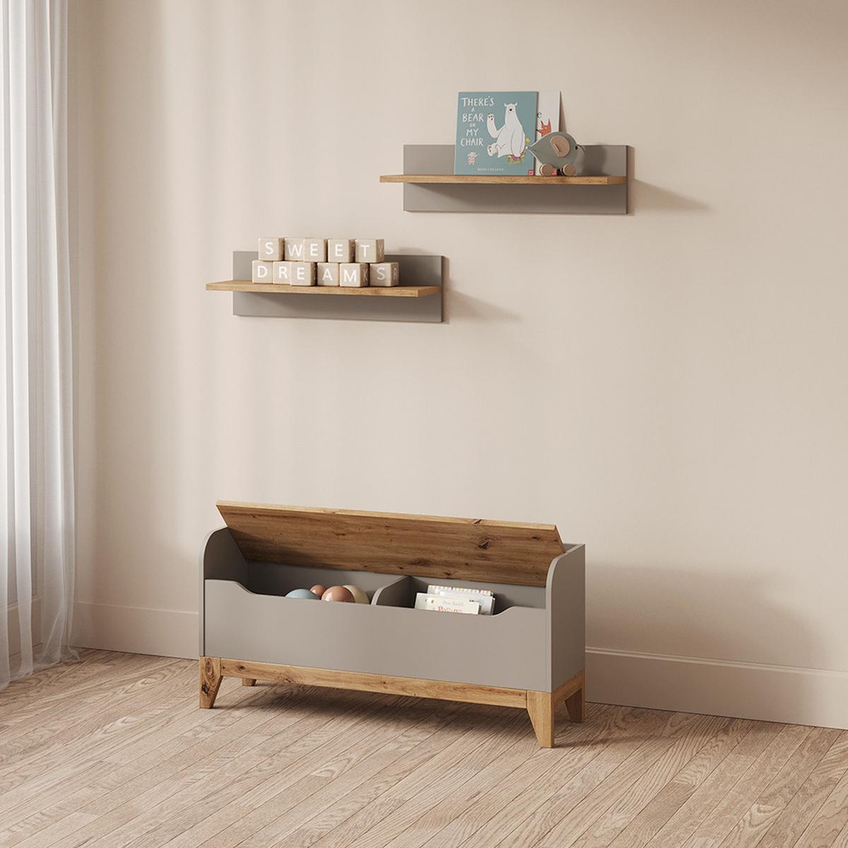 SPIELZEUGTRUHE Malia Cashmere/Artisan 107.2 x 50 cm mit Sitzbank - Kaschmir/Eiche Artisan, Holzwerkstoff (107.2/30cm) - Livinity®