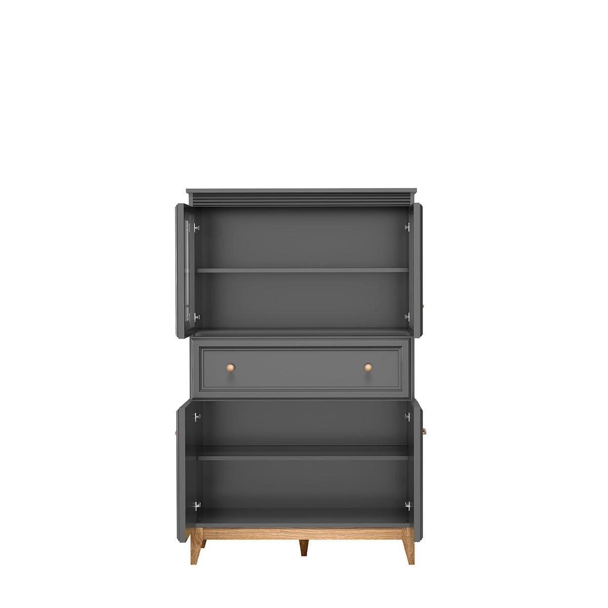 VITRINE SUOLO 150,5 / 92 cm in Grau - Grau, Holzwerkstoff (92/150.5/40.5cm) - MASSENO