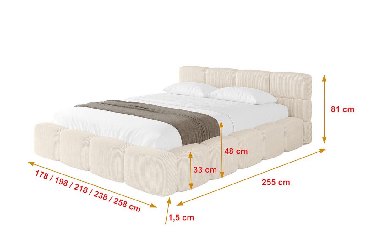 POLSTERBETT mit Bettkasten und Lattenrost, Bett mit Kopfteil, Boxbett ohne Matratze, Doppelbett mit Stauraum - NATA-v1 200x200 Beige - Schieferfarben, Holzwerkstoff/Textil (200/200cm) - ALTDECOR