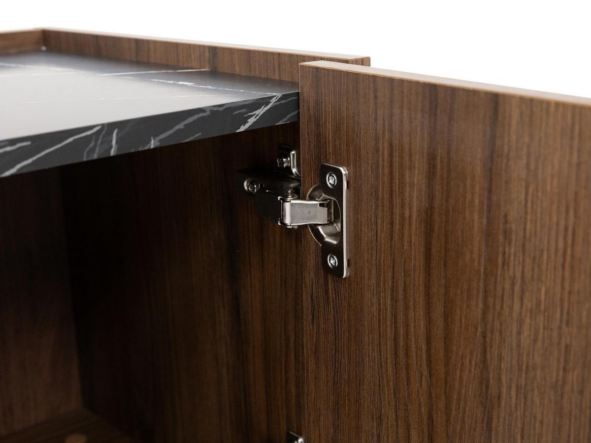 VITRINE Tewos W97 - Nussbaumfarben/Schwarz, Holzwerkstoff/Metall (97/117/37cm) - MIRJAN24