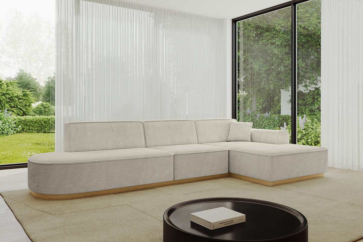 ECKSOFA Ottomane Rechts IREA-L2-v2 - 327x165x80 cm Creme - Ecru/Creme, Holzwerkstoff/Textil (327/165cm) - ALTDECOR