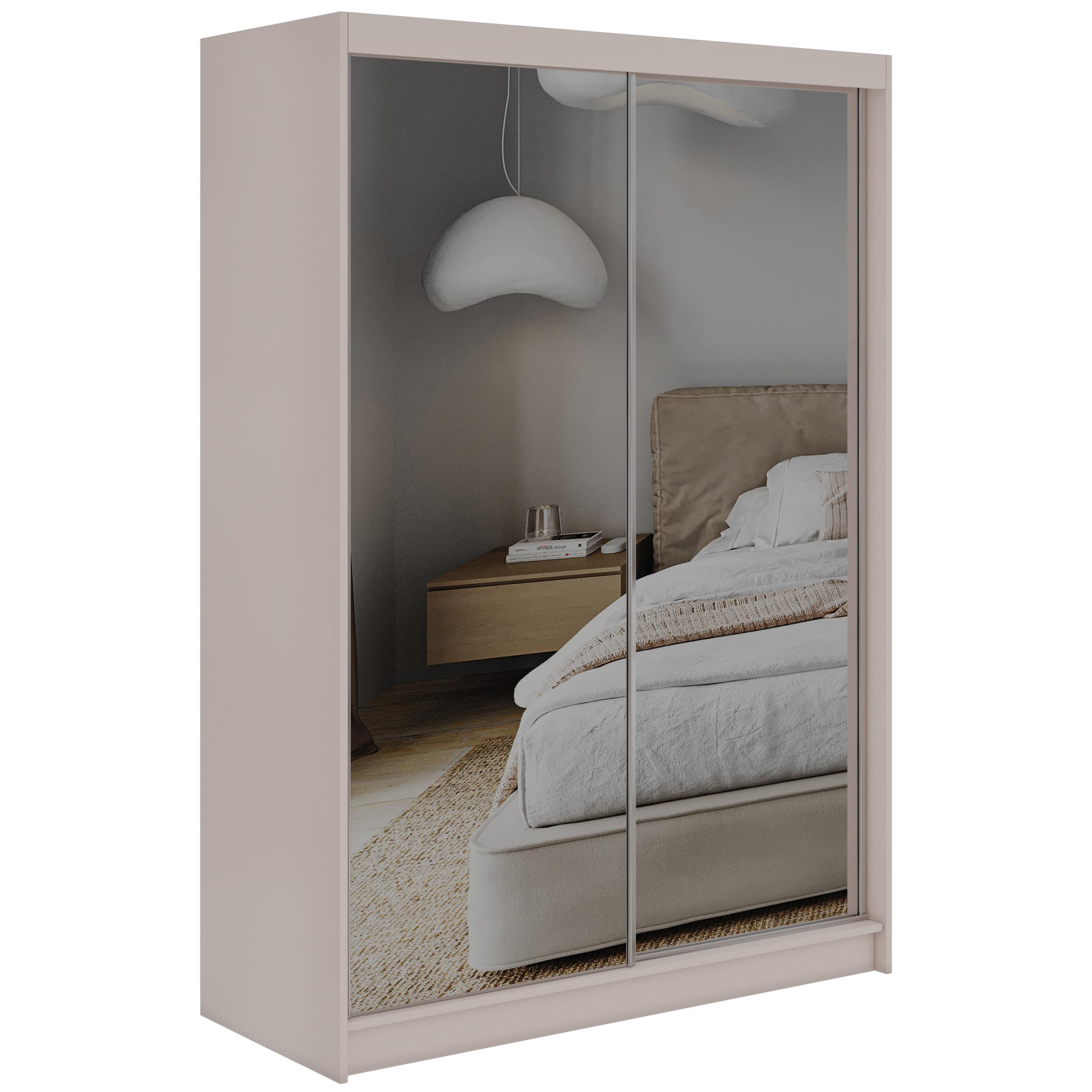 SCHWEBETÜRENSCHRANK 150 - DUBROWNIK - Kaschmir mit Spiegel - Kaschmir/Alufarben, Holzwerkstoff/Metall (150/216/61cm) - MKS