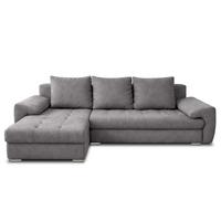 ECKSOFA L Form Manisa Grau 234/145/83 cm Links mit Schlaffunktion - Silberfarben/Grau, Kunststoff/Textil (145/234cm) - AX Living
