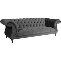 CHESTERFIELD Sofa 3-Sitzer Kaylin Samtvelours anthrazit - Anthrazit, Kunststoff (253/80/100cm) - 58aufmkessel