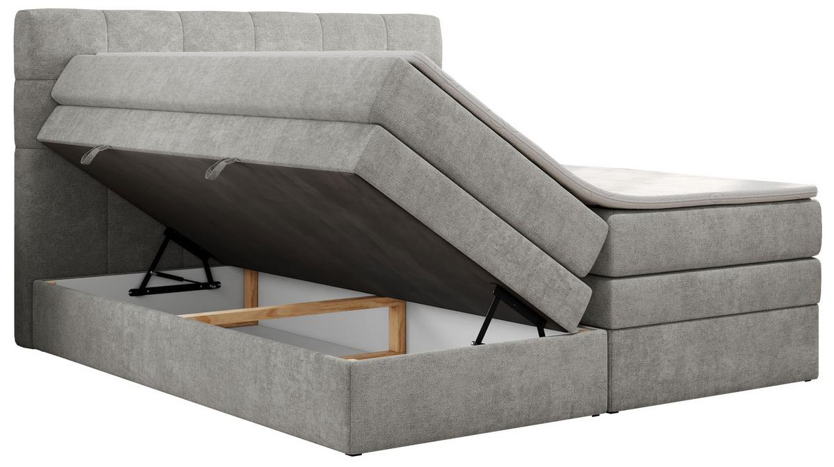 BOXSPRINGBETT LUKA KING 120/200 Hellgrau Struktur - H3 - Hellgrau, Holz/Textil (120/200cm) - MKS