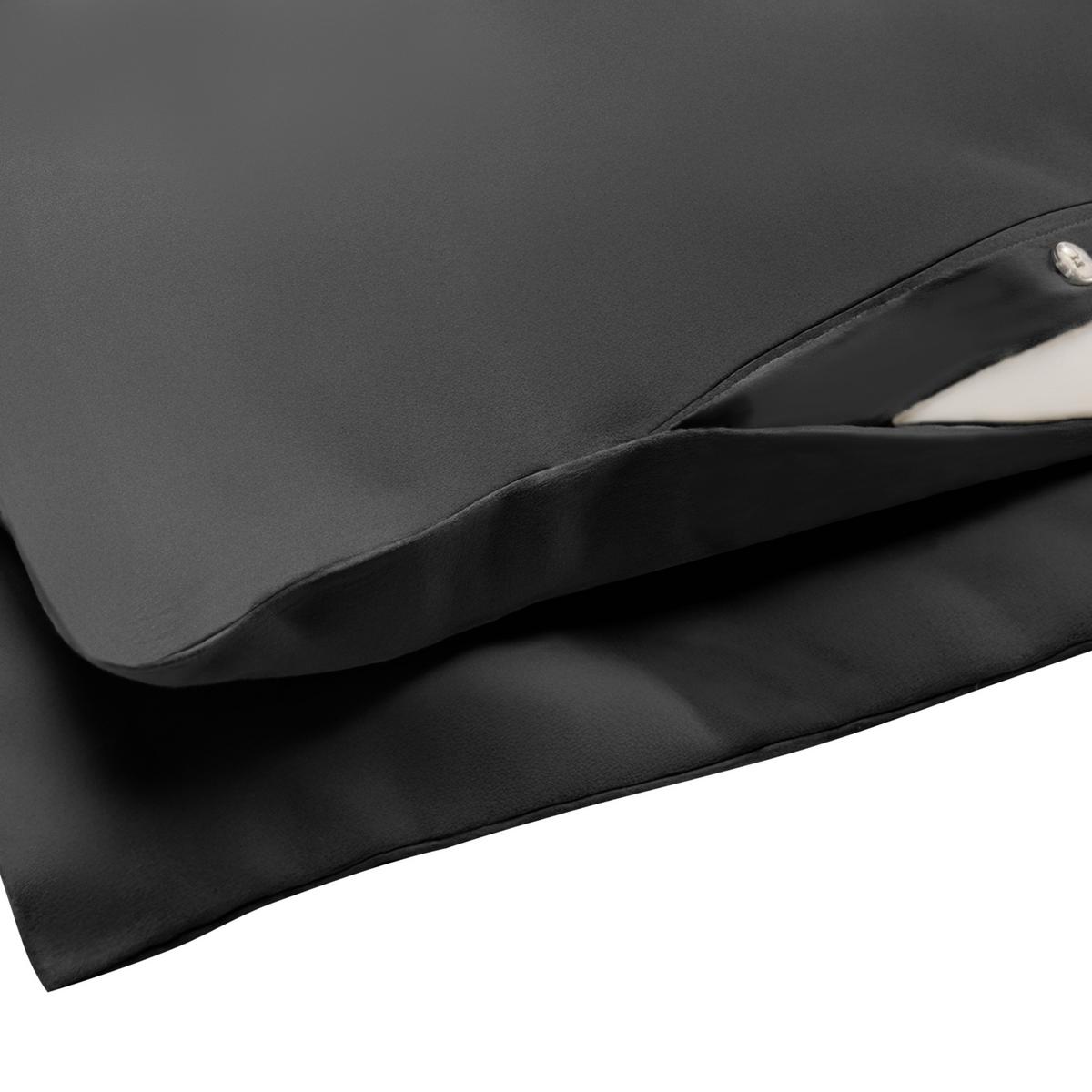 BETTWÄSCHE-SET 200/200 cm Baumwollsatin Schwarz Parkrose - Schwarz, Textil (200/200cm) - Beliani