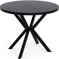 ESSTISCH Valeo runder ausziehbarer, Schwarz 120-200/120/76 cm - Schwarz, Holzwerkstoff/Metall (200/120/76cm) - WFL GROUP