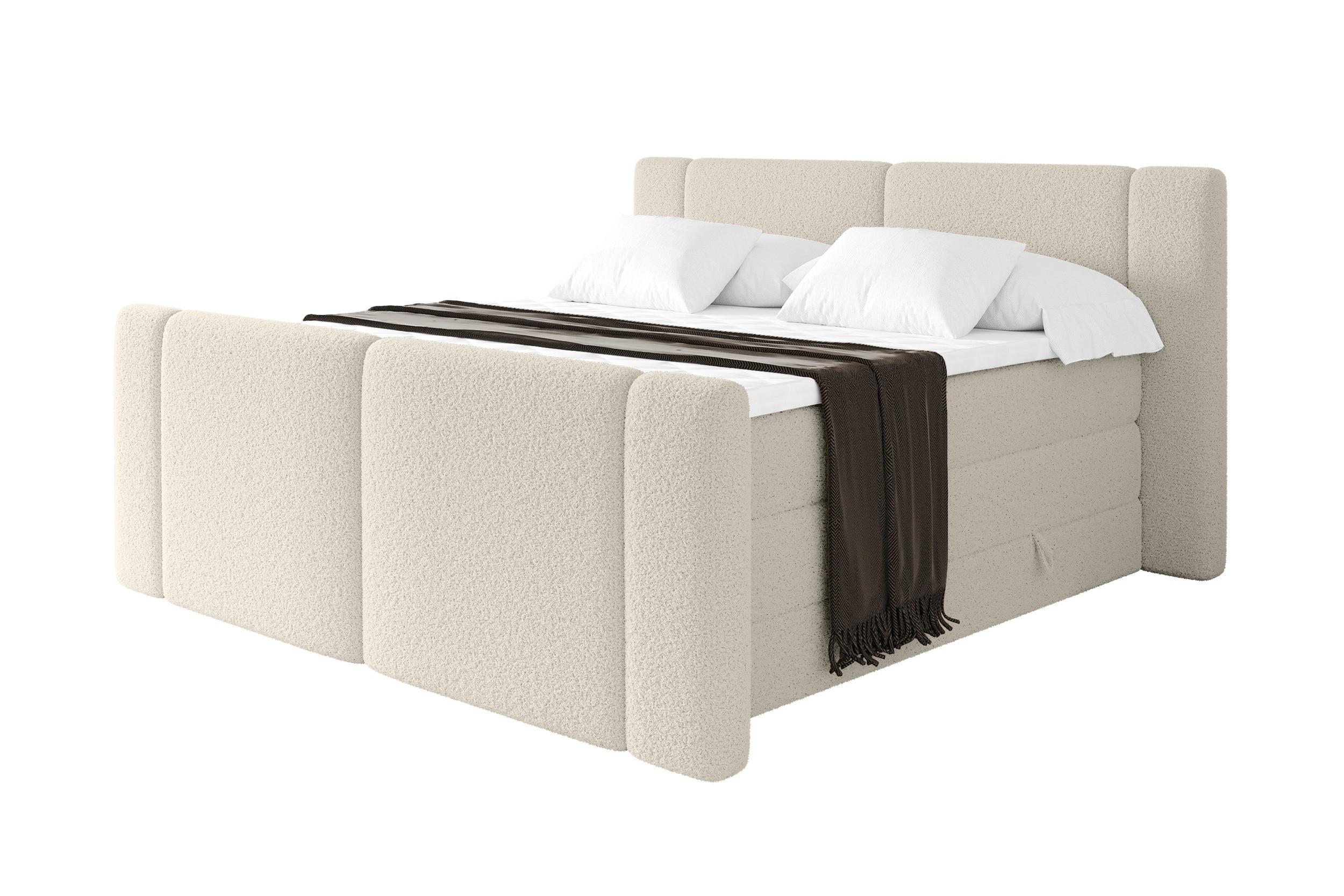 BOXSPRINGBETT mit Matratze H3/H4 - EVON KING Zanozek - 160x200 cm Beige - Kaschmir, Holzwerkstoff (160/200cm) - ALTDECOR