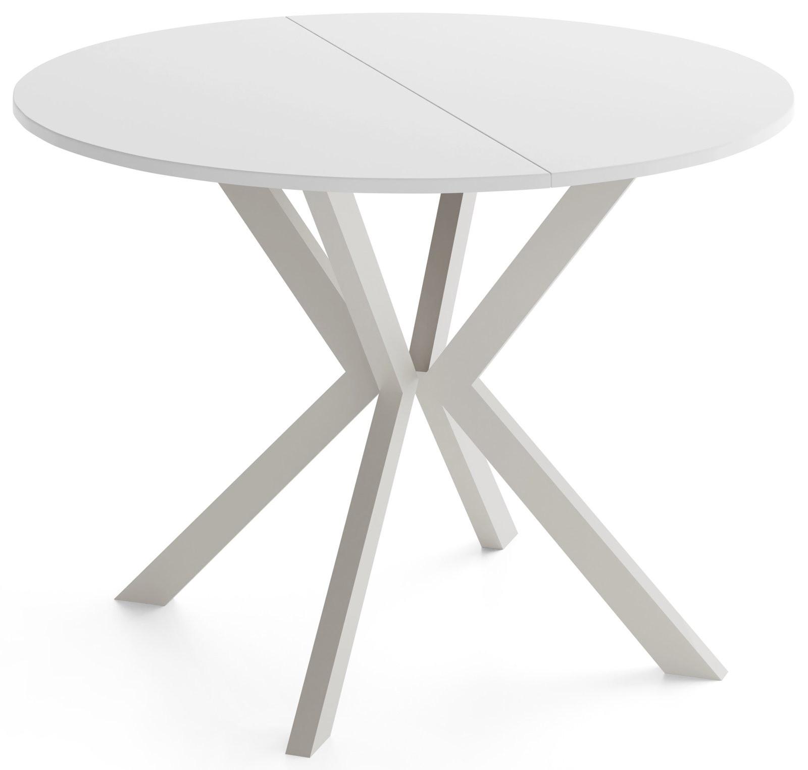 ESSTISCH Valio rund oval ausziehbar verlängerbar mit Metallbeinen in Kaschmir Grau, Weiß 100-140/100/76 cm - Kaschmir/Beige, Holzwerkstoff/Metall (100/140/76cm) - WFL GROUP
