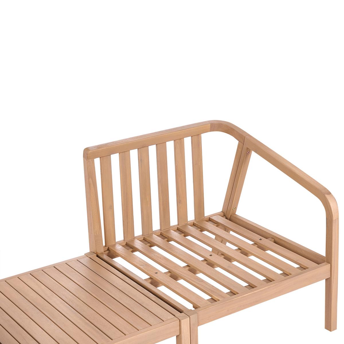 GARTEN Ecksofa mit Tisch 5-Sitzer modular Akazienholz Hellbraun Rivello - Hellbraun/Beige, Holz - Beliani