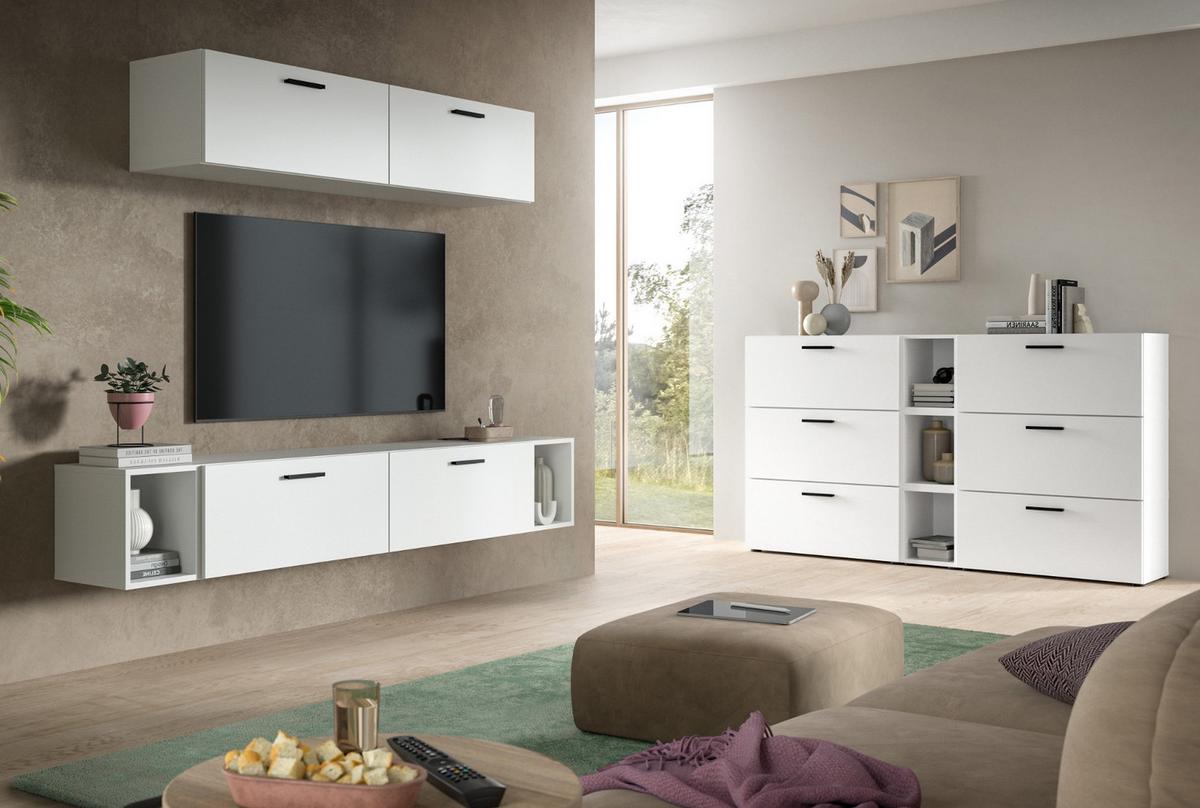 SIDEBOARD weiß 176 cm, Kommode mit Soft-Close - Schwarz/Weiß, Holzwerkstoff/Kunststoff (176/99/34cm) - Inn.Furn
