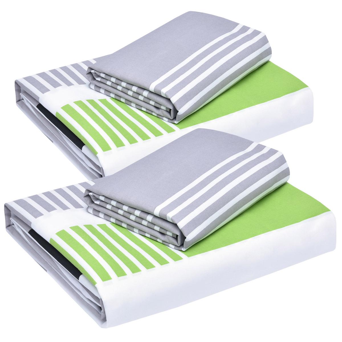 BETTWÄSCHE Dana 135/200 cm + Kissenbezug 80/80 cm Gestreift Renforcé 2er Set - Multicolor, Naturmaterialien/Textil (135/200cm) - Beautissu 