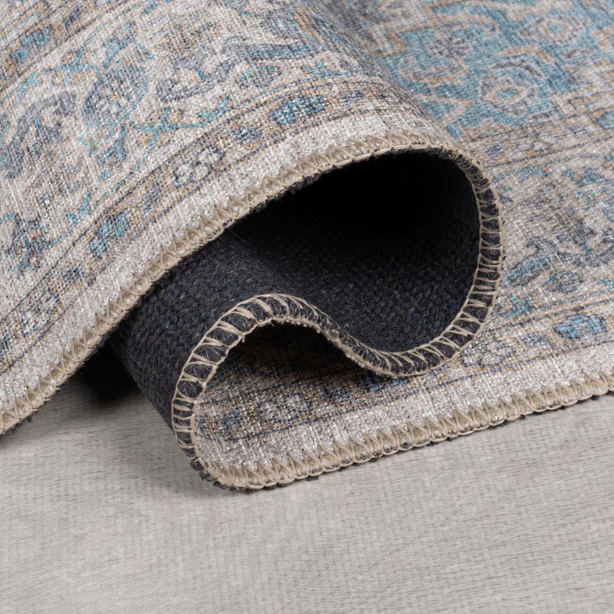 TEPPICH Waschbar HURST, orientalisch mit Medaillon, Blau, 190 x 290 cm - Blau, Textil (290/190cm) - KADIMA DESIGN