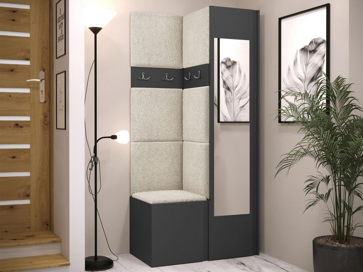 GARDEROBEN-SET Orion XXV - Creme/Graphitfarben, Holzwerkstoff/Kunststoff (82/186/46cm) - MIRJAN24