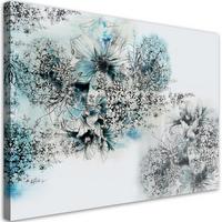 WANDBILD blaue blüten abstraktion - Blau, Textil (60/40cm) - Feeby