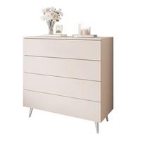 KOMMODE AURA KASCHMIR 4S mit Schubladen Silberne Beine - Kaschmir/Silberfarben, Holzwerkstoff (95/90/40cm) - Lookway