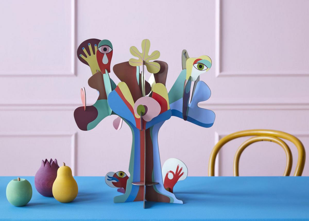 DEKOFIGUR Abstrakter Baum 35/38 cm - Multicolor, Wellpappe (35/38/35cm) - Studio Roof