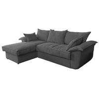 ECKSOFA DAMETO Grau Cord Mit Schlaffunktion - Schwarz/Grau, Kunststoff/Textil (266/174cm) - KAWOLA