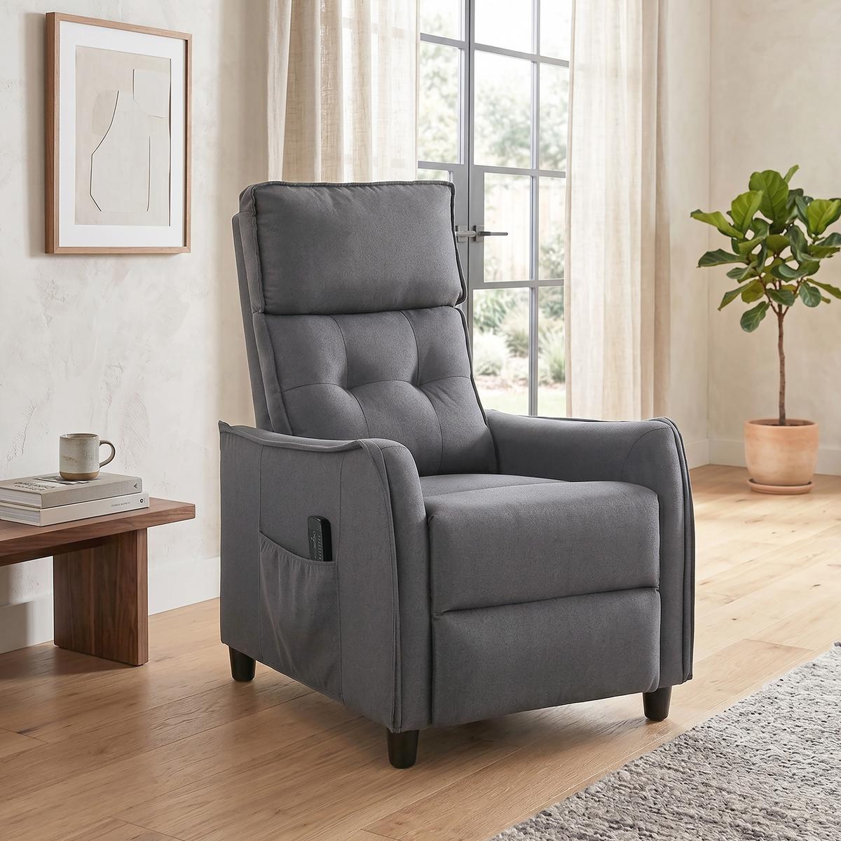 MASSAGERELAXSESSEL Leinen Grau - Grau, Kunststoff/Textil (69/104/93cm) - HOMCOM