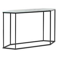 KONSOLENTISCH Marmor Optik weiß/schwarz Perrin - Schwarz/Weiß, Glas (35/120/75cm) - Beliani