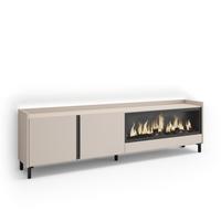 LOWBOARD, Beige, 212/35/61cm, Kamin mit Feuereffekt XXL - Beige, Holzwerkstoff (212/61/35cm) - Skraut Home