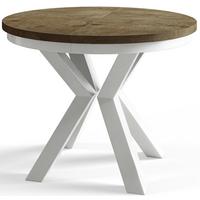 RUNDER Esszimmertisch LOFT, ausziehbarer Tisch Durchmesser: 100 cm/180 cm, Wohnzimmertisch Farbe: Dunkelbraun, mit Metallbeinen in Farbe Weiß - Dunkelbraun/Weiß, Holzwerkstoff (100/100/76cm) - Alpi-Möbel