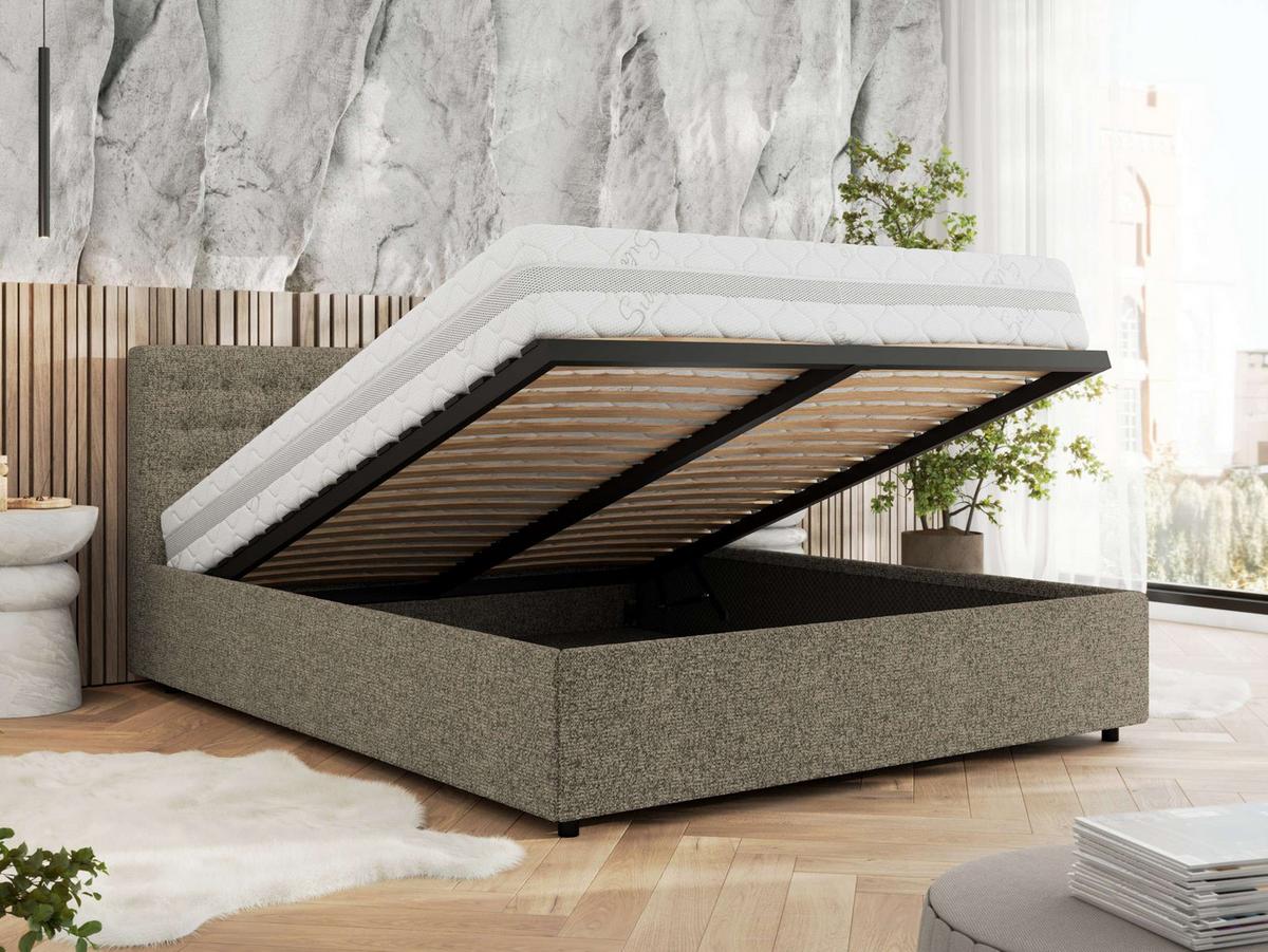 POLSTERBETT PAVO CLASSIC 200/200 - Grau Strukture - ohne Matratze - Grau, Textil (200/200cm) - MKS