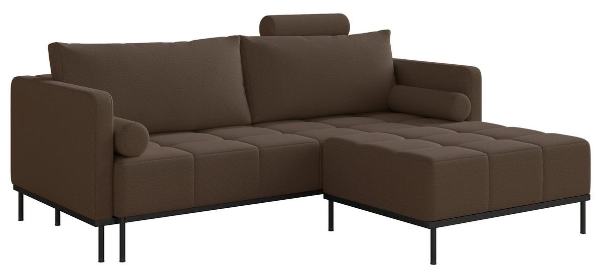 SCHLAFSOFA Skilia mit Schlaffunktion, 3-Sitzer 224 cm - Schwarz/Braun, Textil/Metall (224/85/102cm) - Selsey