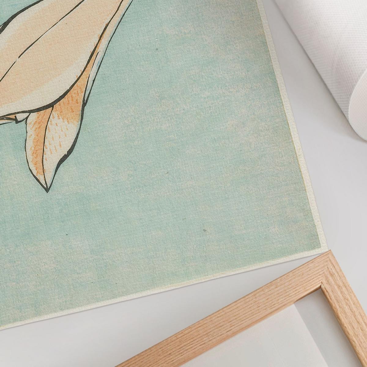 POSTER - 59x42 cm (A2) - Hokusai - Lilien - Türkis, Textil (59.4/42/0.1cm) - TULUP