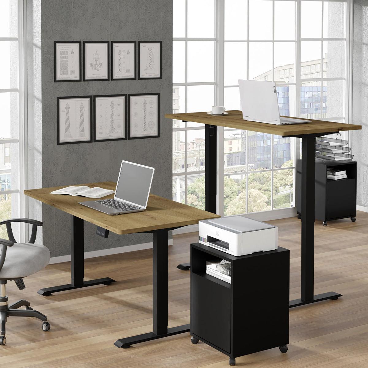 SCHREIBTISCH Ergo Holz und Schwarz - Schwarz/Braun, Holzwerkstoff (140/70/73cm) - Petits-meubles