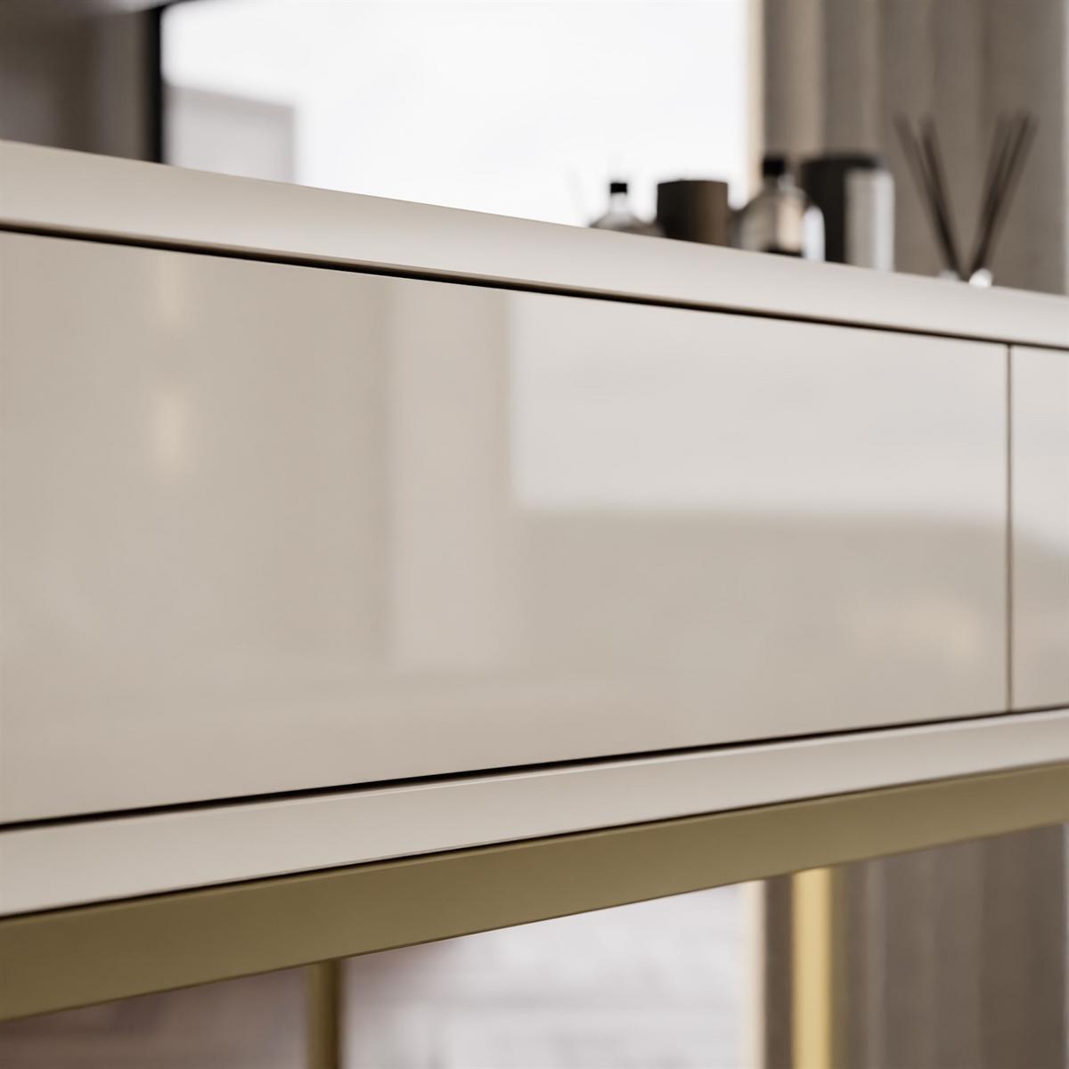 KONSOLE Glamour auf goldenem Gestell PUSH OPEN - Kaschmir, Holzwerkstoff (100/81/42cm) - Lookway