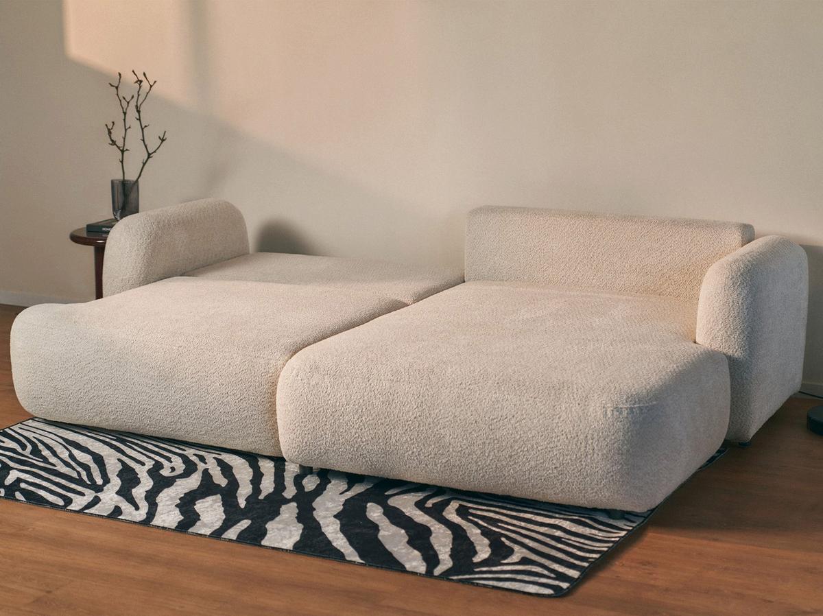 ECKSOFA Tvoya Hellbeige Bouclé - Ecru/Schwarz, Kunststoff/Textil (175/267cm) - Selsey
