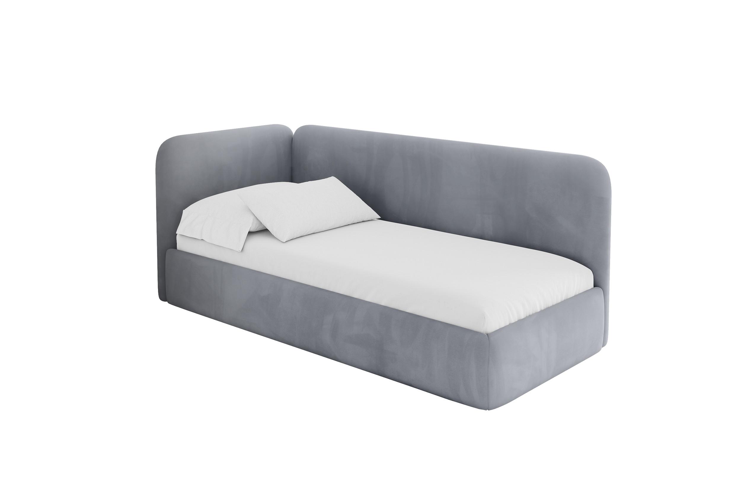 EINZELLBETT Jugendbett mit Bettkasten und Matratze H3/H4, Rechts - ELSY 100x200 Grau - Blaugrau, Holzwerkstoff/Textil (100/200cm) - ALTDECOR